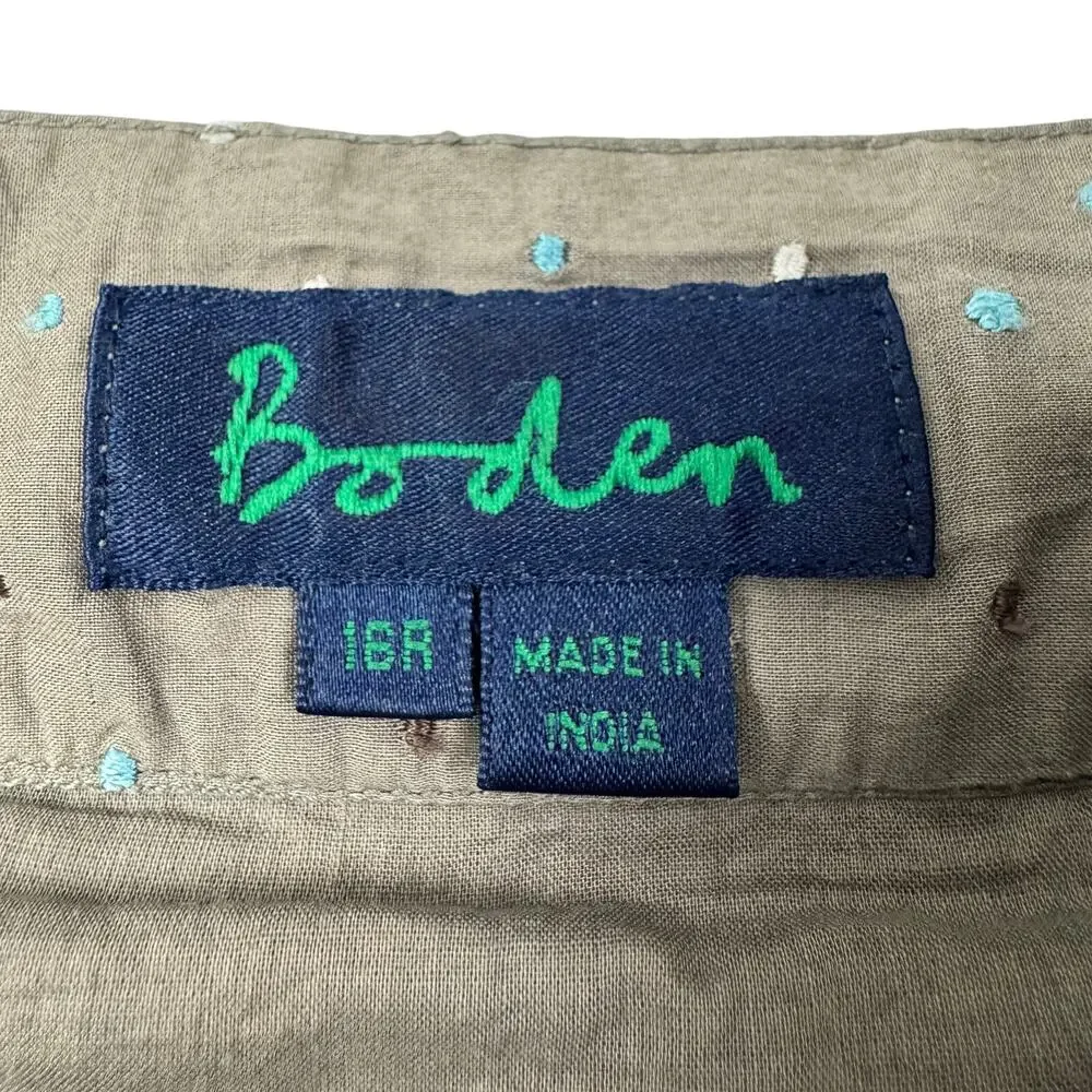 Boden 100% Cotton Embroidered Dot Full Circle Skirt Women's Size 16R
